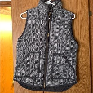 JCrew Factory Gray Herringbone Quilted Puffer Vest
